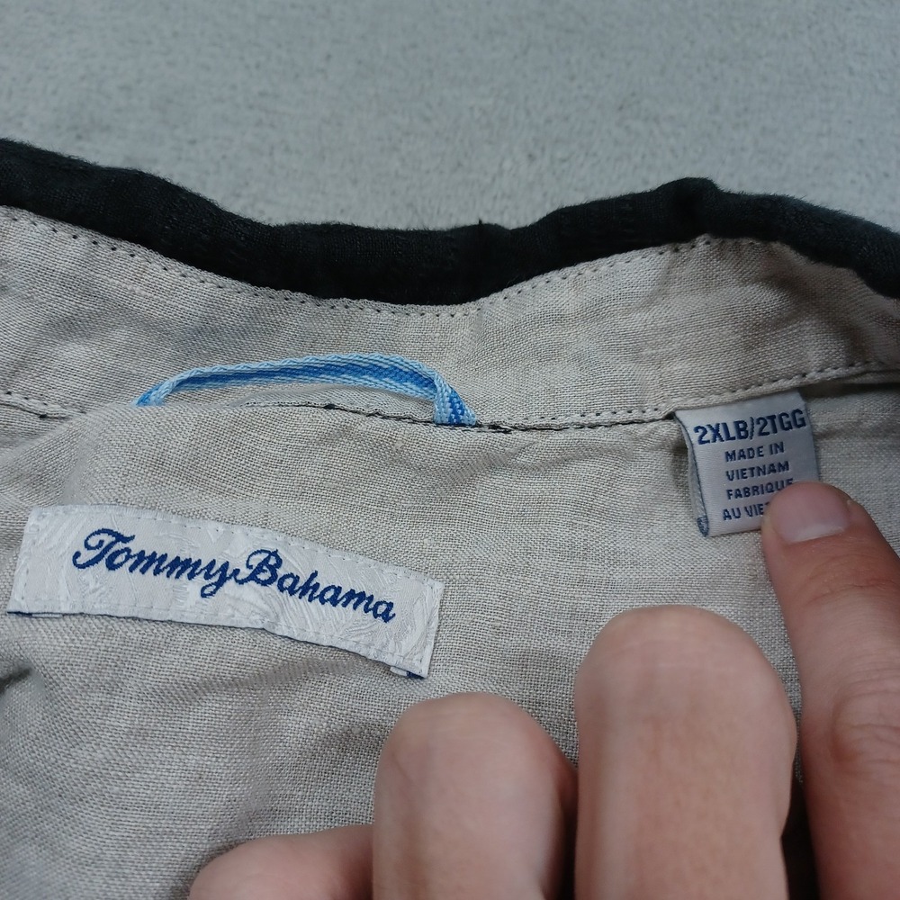 Tommy Bahama Shirt Mens 2XL Black Button Up Linen Preppy Long Sleeve Casual - Picture 4 of 8